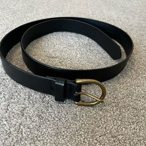 Madewell Leather Black Belt with Gold Buckle